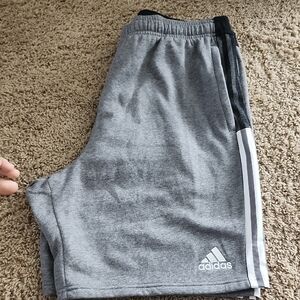 Adidas Heather Gray Shorts with White Stripes